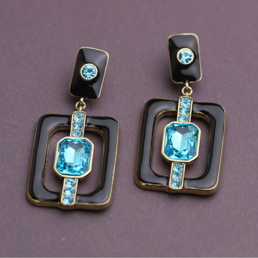 Heidi Daus "Thoroughly Modern" Crystal Enamel  Drop Earrings